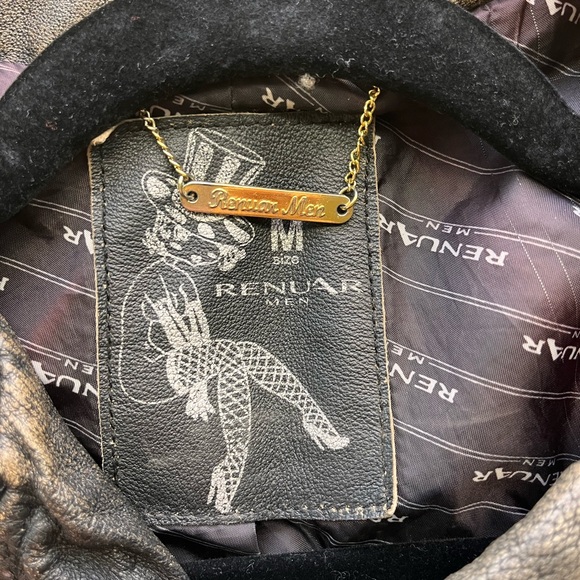 Renaur vintage distressed Biker jacket unisex size medium - Picture 7 of 9